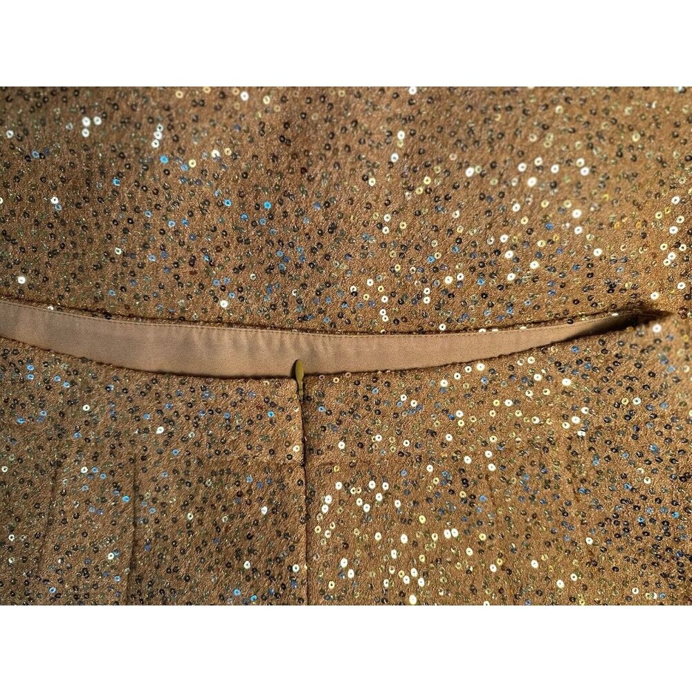 Ann Taylor LOFT Light Brown Mini Skirt With Gold Sequins Sz-6 Flirty, Unique Fun - Picture 15 of 16